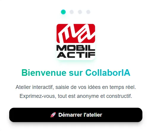 Écran d'accueil de l'atelier