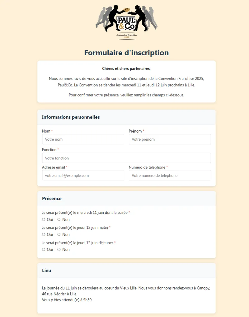 Paul & Co — inscription en ligne