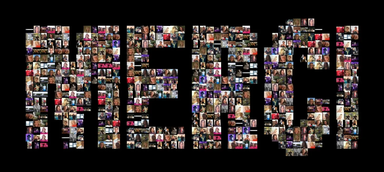 « Merci » — logo assemblé par les photos du public